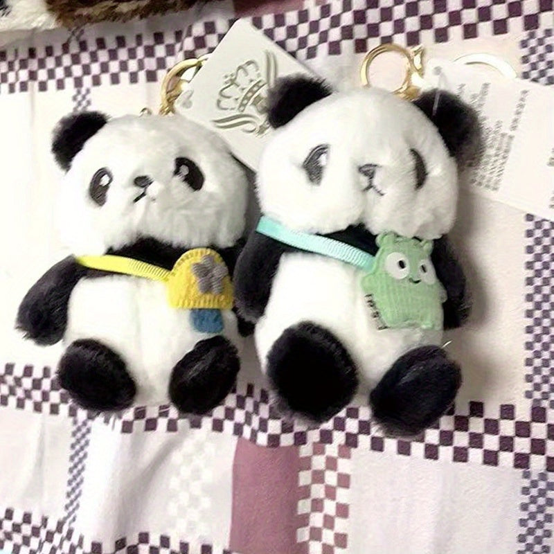 2pcs Panda Keychain Doll Christmas Holiday Present Plush Doll Handcrafted Feel