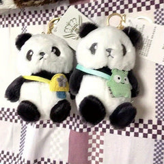 2pcs Panda Keychain Doll Christmas Holiday Present Plush Doll Handcrafted Feel