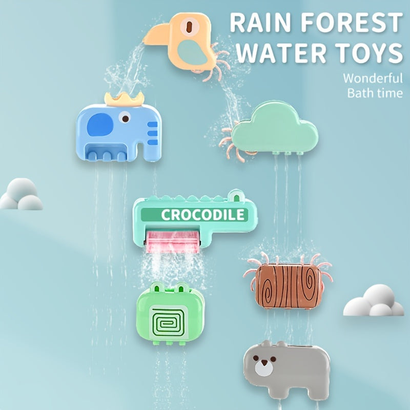 Colorful Animals Bathing Sucker Bathtub Water Spray Play Set
