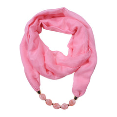 Soft Cotton Linen Scarf Necklace Pendant Solid Bead Scarf