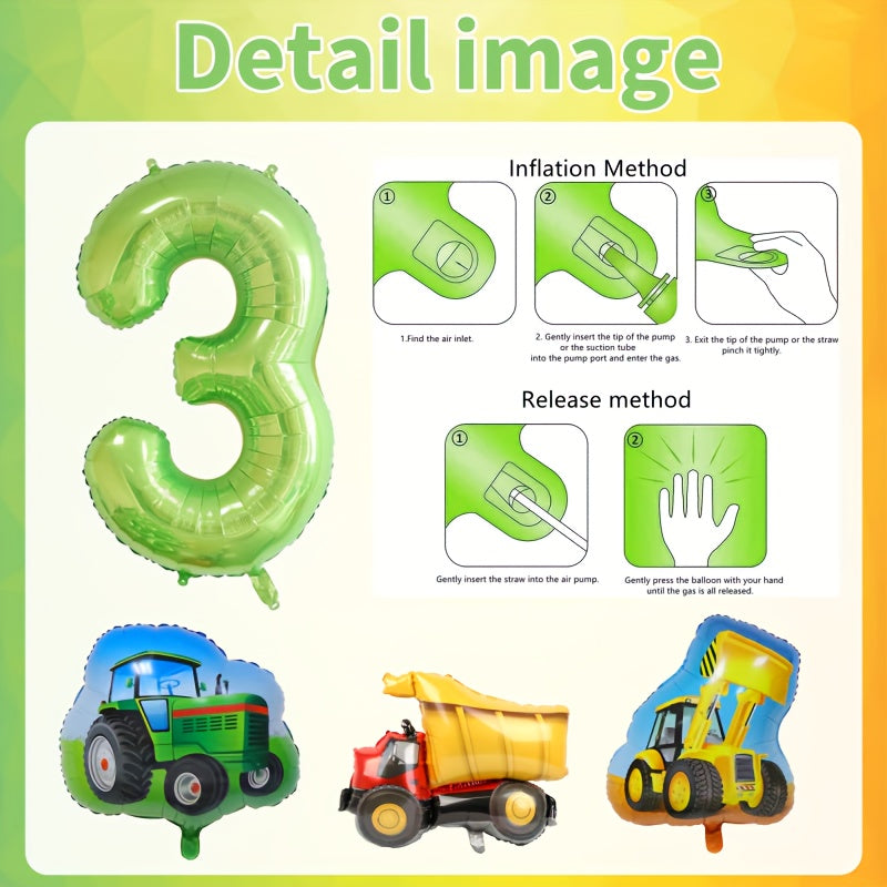 18pcs Tractor Birthday Party Supplies Construction Birthday Decorations