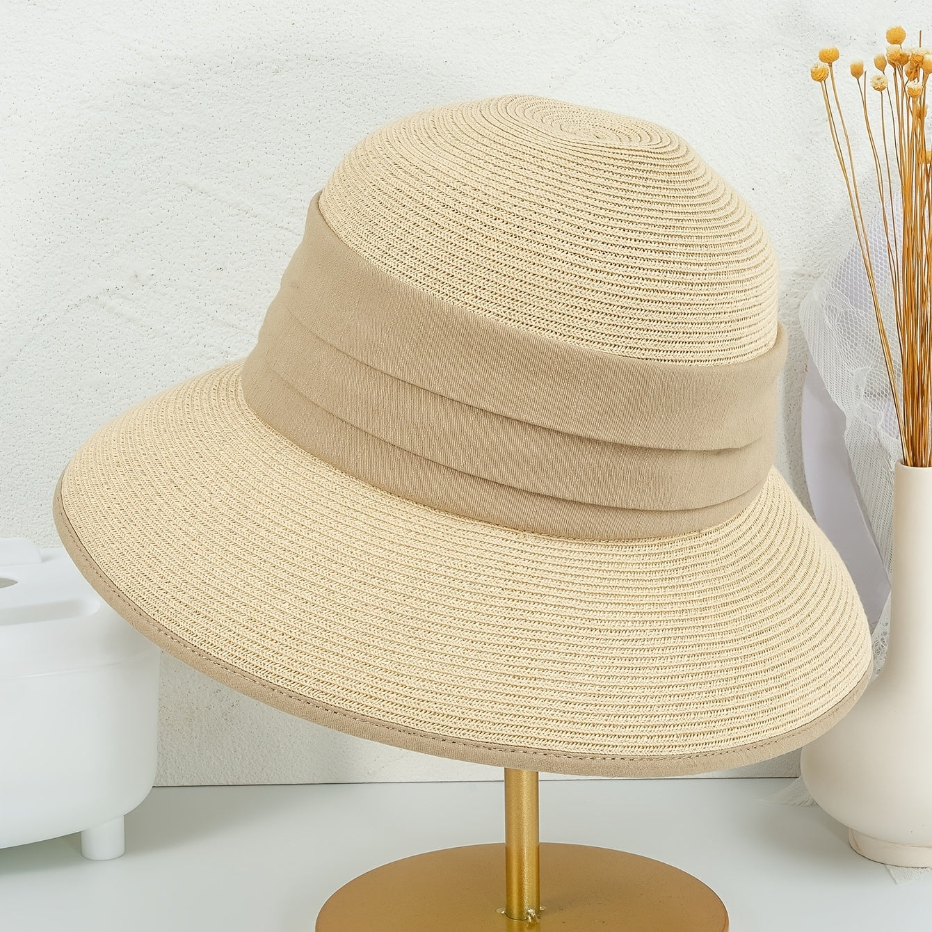 Foldable Bucket Hat Wide Brim Sun Visor Straw Hats Women Beach Fisherman Cap