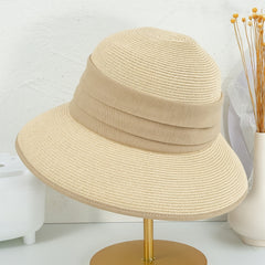 Foldable Bucket Hat Wide Brim Sun Visor Straw Hats Women Beach Fisherman Cap