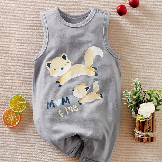 Baby Boys Fox Graphic Sleeveless Romper Jumpsuit