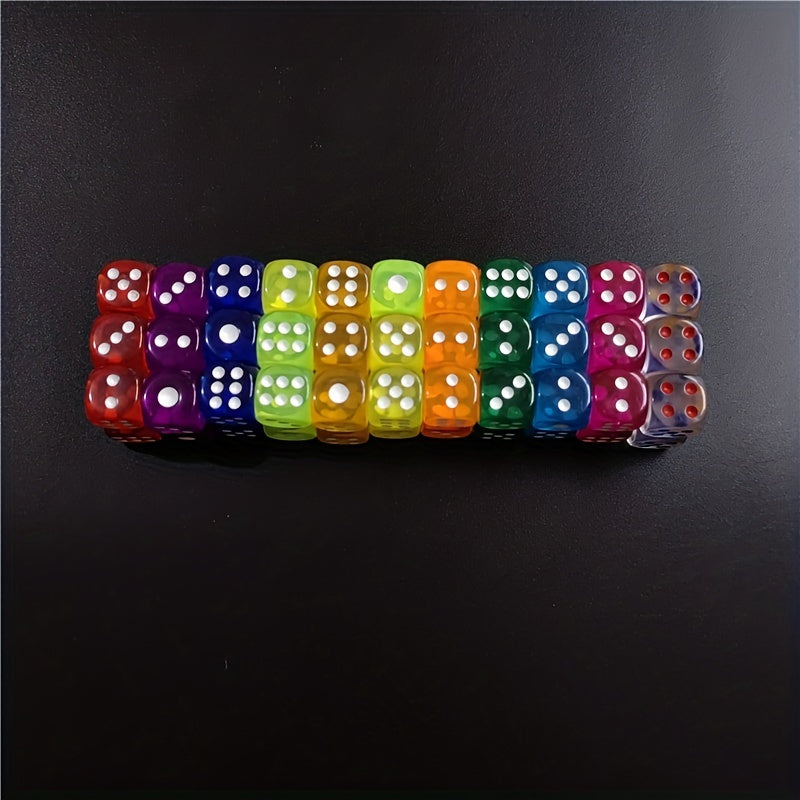 10pcs 12mm Acrylic Dice Set 11 Colors Hex Round Corner Bar KTV Entertainment