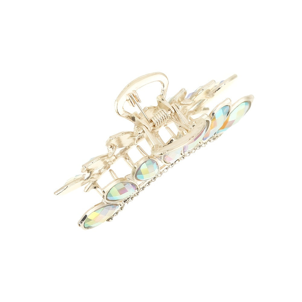 Rhinestone Hair Claw Clip Golden Strong Hold Grip Hair Jaw Clip