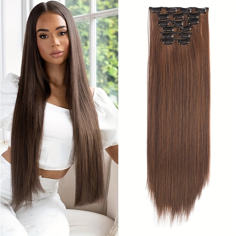 Straight Hair Extensions Invisible Heat Resistant Hairpieces for Women