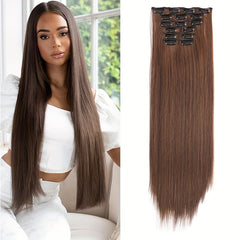 Straight Hair Extensions Invisible Heat Resistant Hairpieces for Women