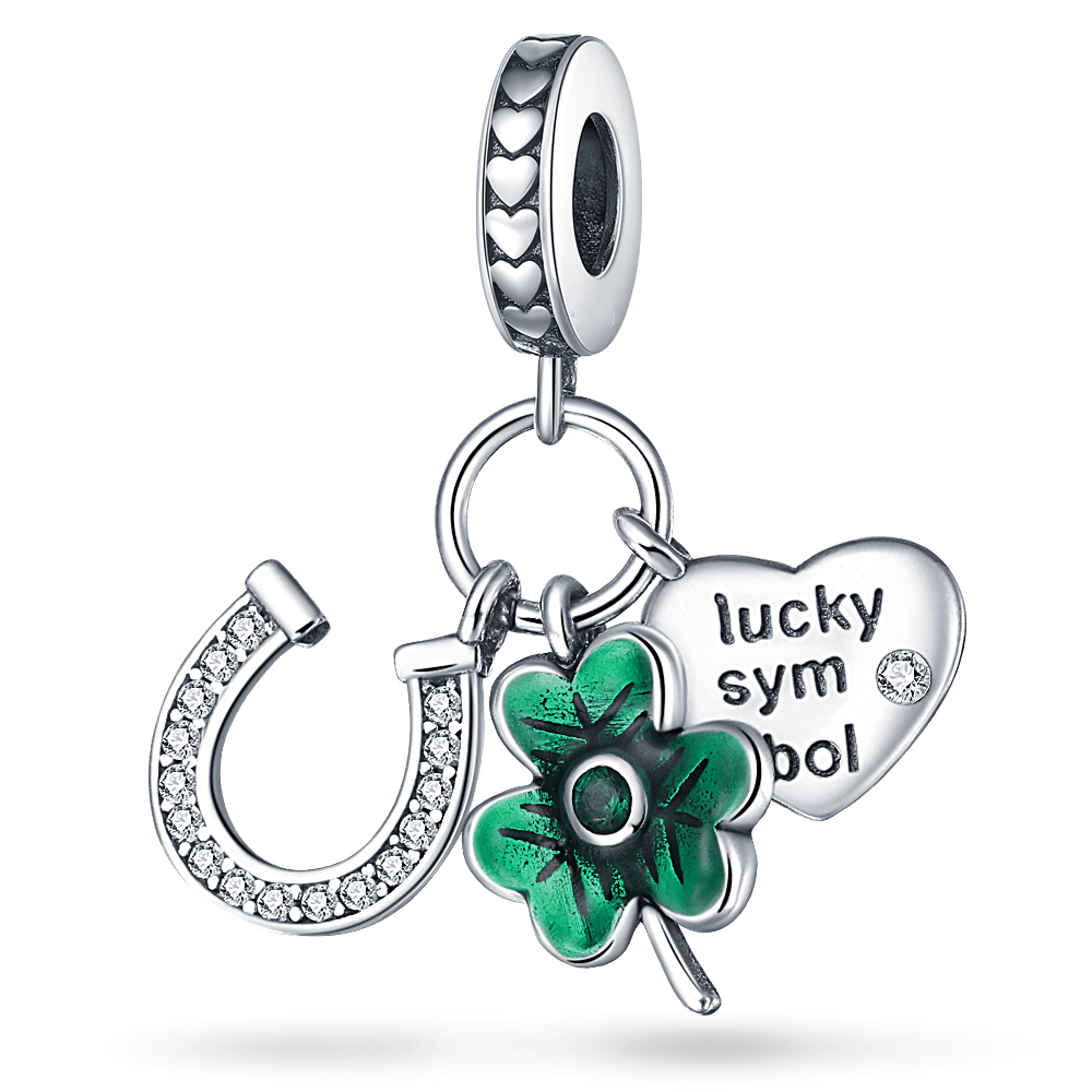 Shimmering Four Leaf Clover Lucky Charm Pendant