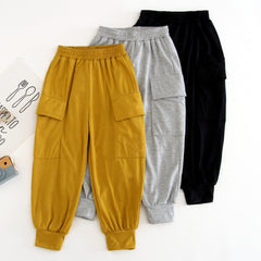 3pcs Boy's Casual Sweatpants Comfy Solid Trousers With Pockets