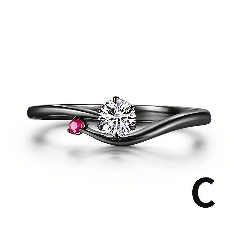 Gothic Punk Ring with Zircon Inlay for Women Girls Halloween Party