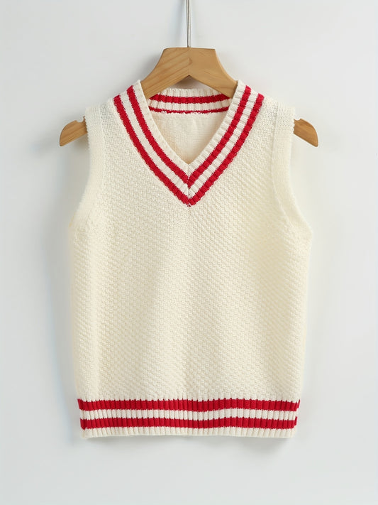 Toddler's Striped V Neck Sweater Baby's Stylish Sleeveless Vest