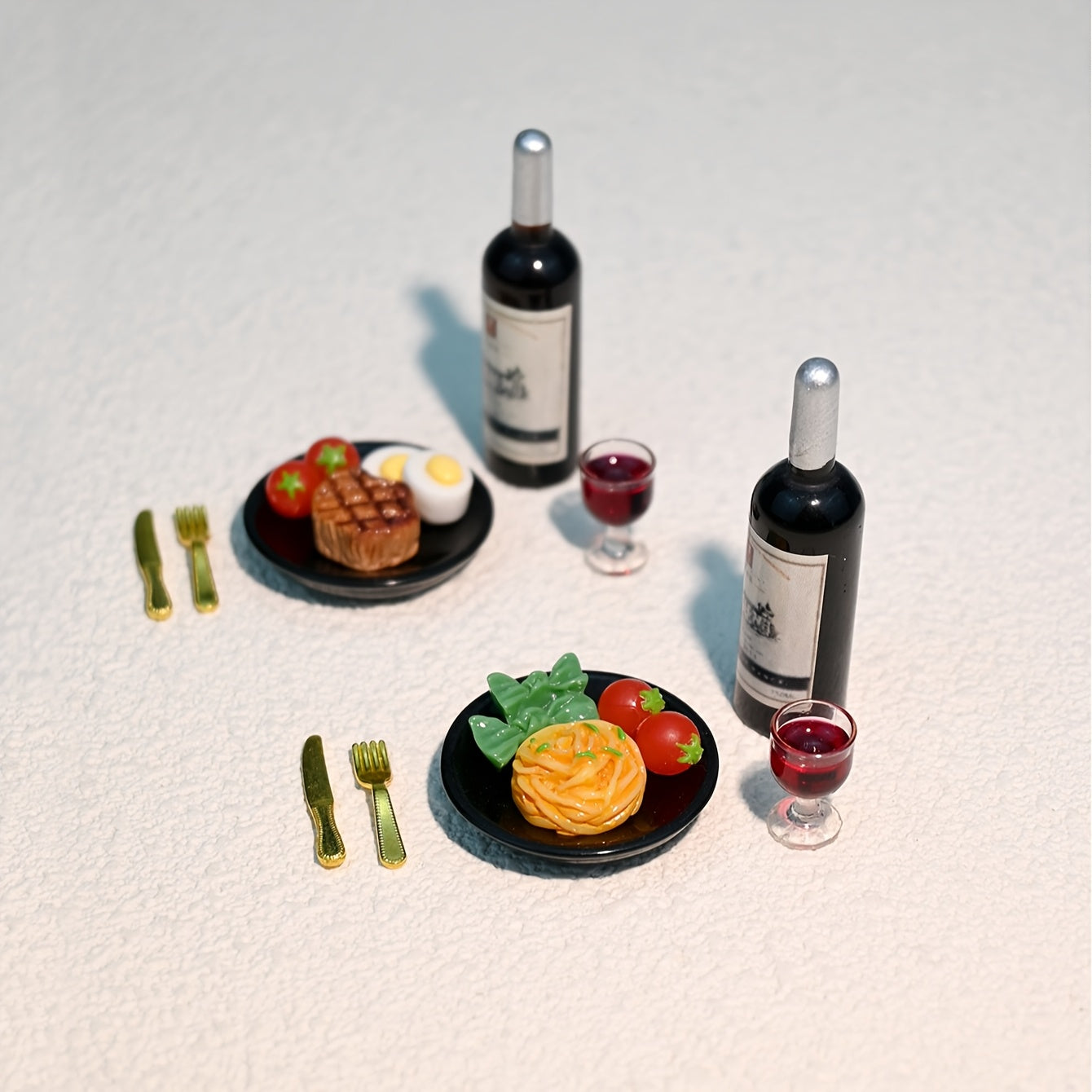 Red Wine Pasta and Steak Set for Dollhouse