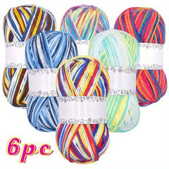 6pcs Acrylic Yarn 50g Crochet Yarn Starter Kit With Crochet Hook Knitting Needle