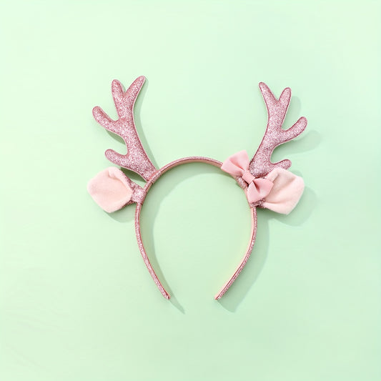 Deer Horn Bow Headwear Girl Headband Christmas Halloween Gift