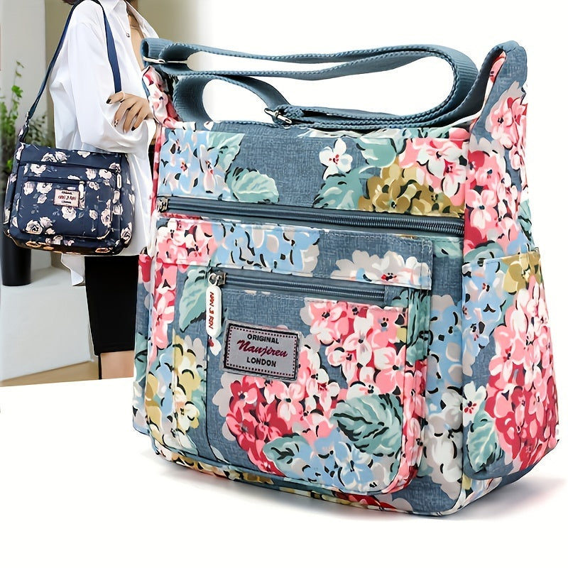 Floral Pattern Crossbody Bag Nylon Shoulder Bag