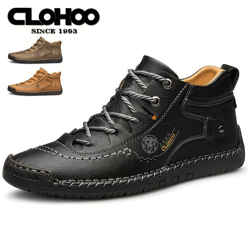 Men's High Top Stitched Boots Casual Walking Shoes