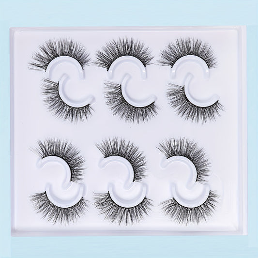 6 Pairs 5D Winged End Eye Elongated Eyelashes Natural Curly Cat Eye Lashes Fox E
