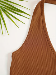 Ribbed Halter Neck Camisole Women's Vest Top