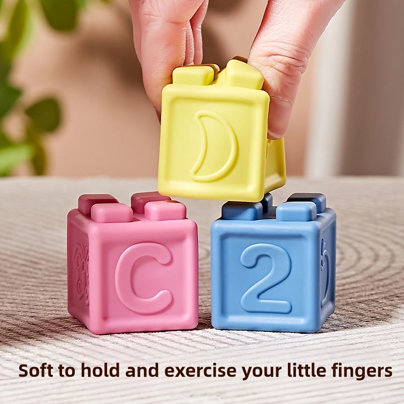 Soft Rubber Building Blocks for Babies, Silicone Chew Toys