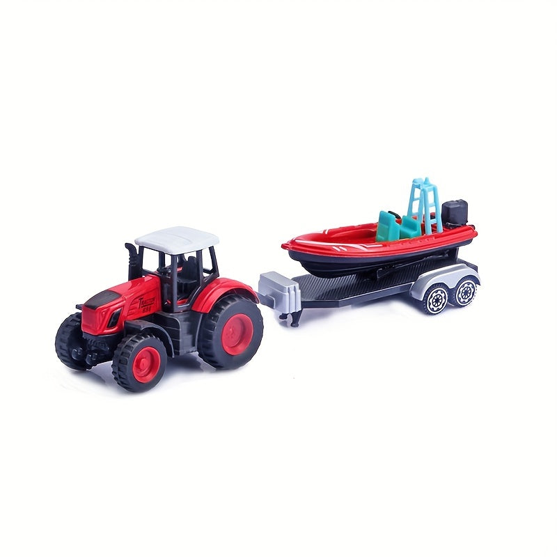 Kids Toy Car Farmer's Model Pull Back Aircraft Yacht Cargo Trailer