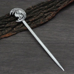 Vintage Viking Style Dragon Pattern Hair Stick Silvery Jewelry
