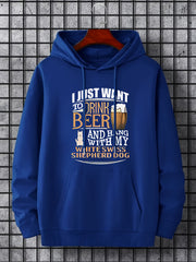 Men's Beer Print Hoodie Drawstring Sweatshirt