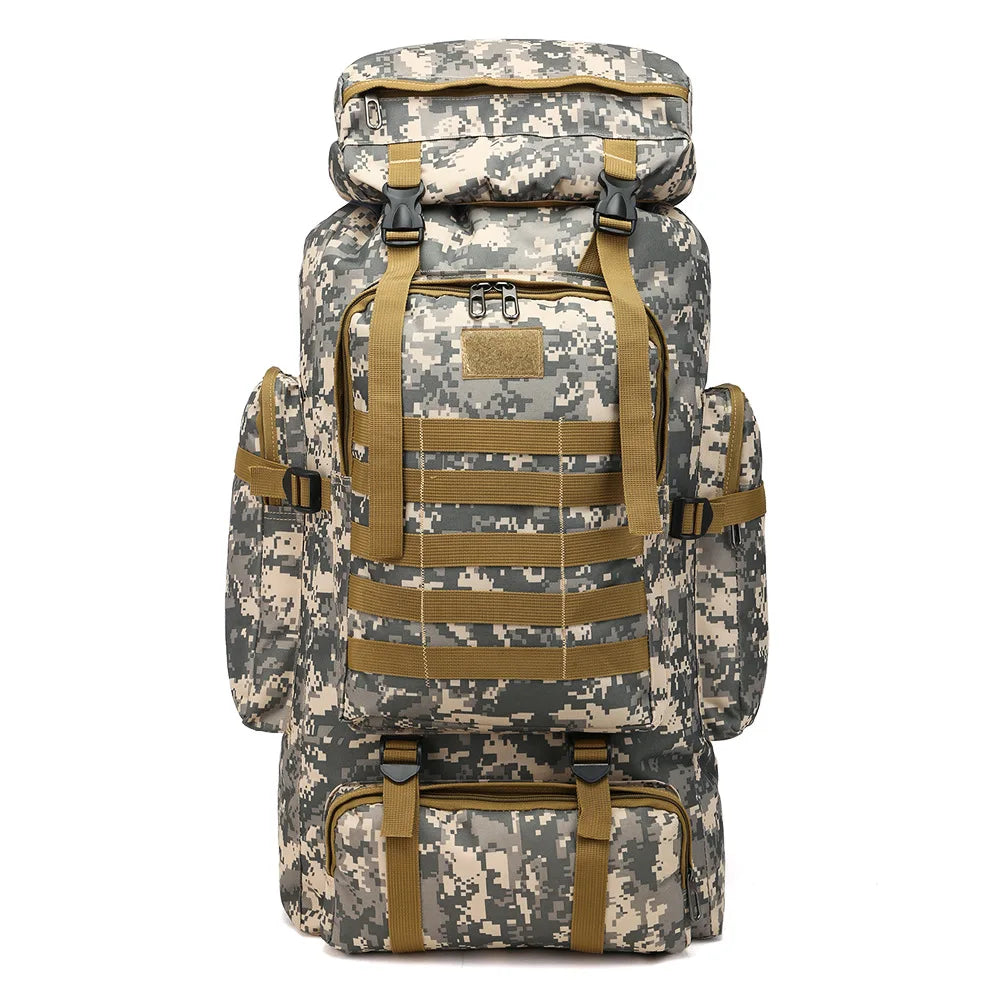 80L Waterproof Molle Camo Tactical Backpack Military Hiking Camping Travel Rucks