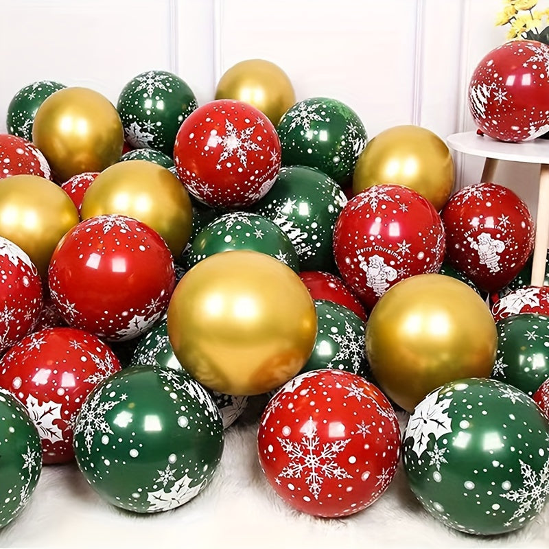 22pc Festive Latex Balloons Set Red Green Yellow for Holiday Party Decor