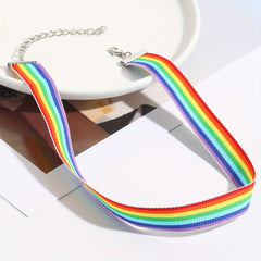 LGBT Rainbow Pendant Necklace for Women Chocker Pride Month Gift