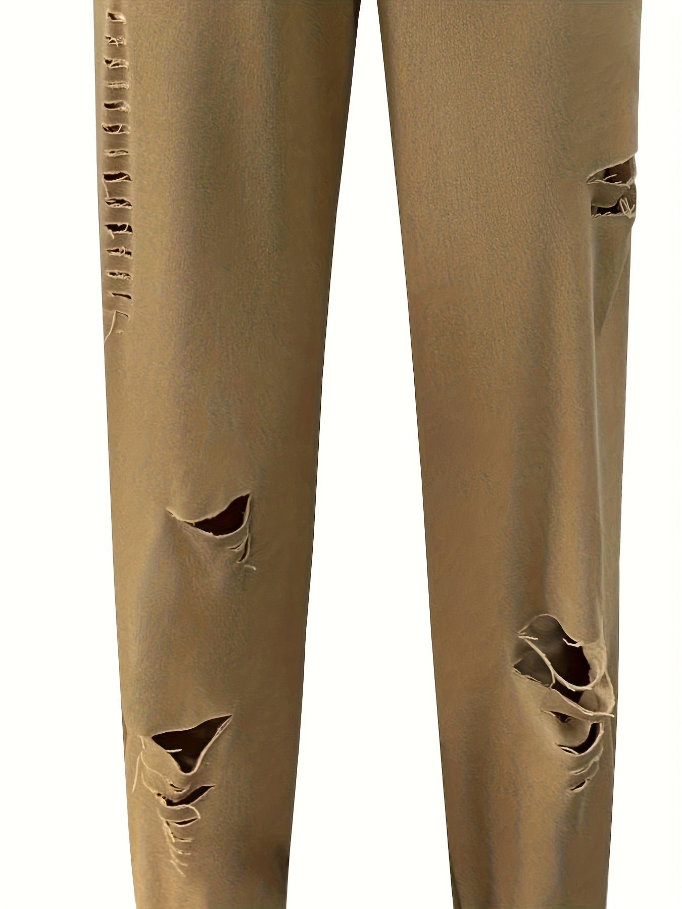  Solid Ripped Drawstring Waist Joggers With Pockets