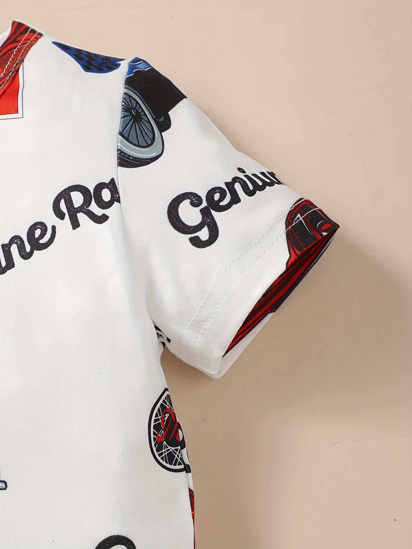 Baby Boys Car Graphic Print Round Neck T-shirt for Summer