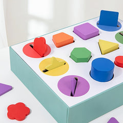 Wooden Shape Sorting Box Geometric Shape Sorting Box Wooden Educational Toy
