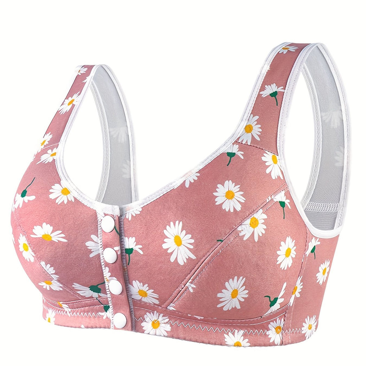 Floral Print Wireless Push Up Bra