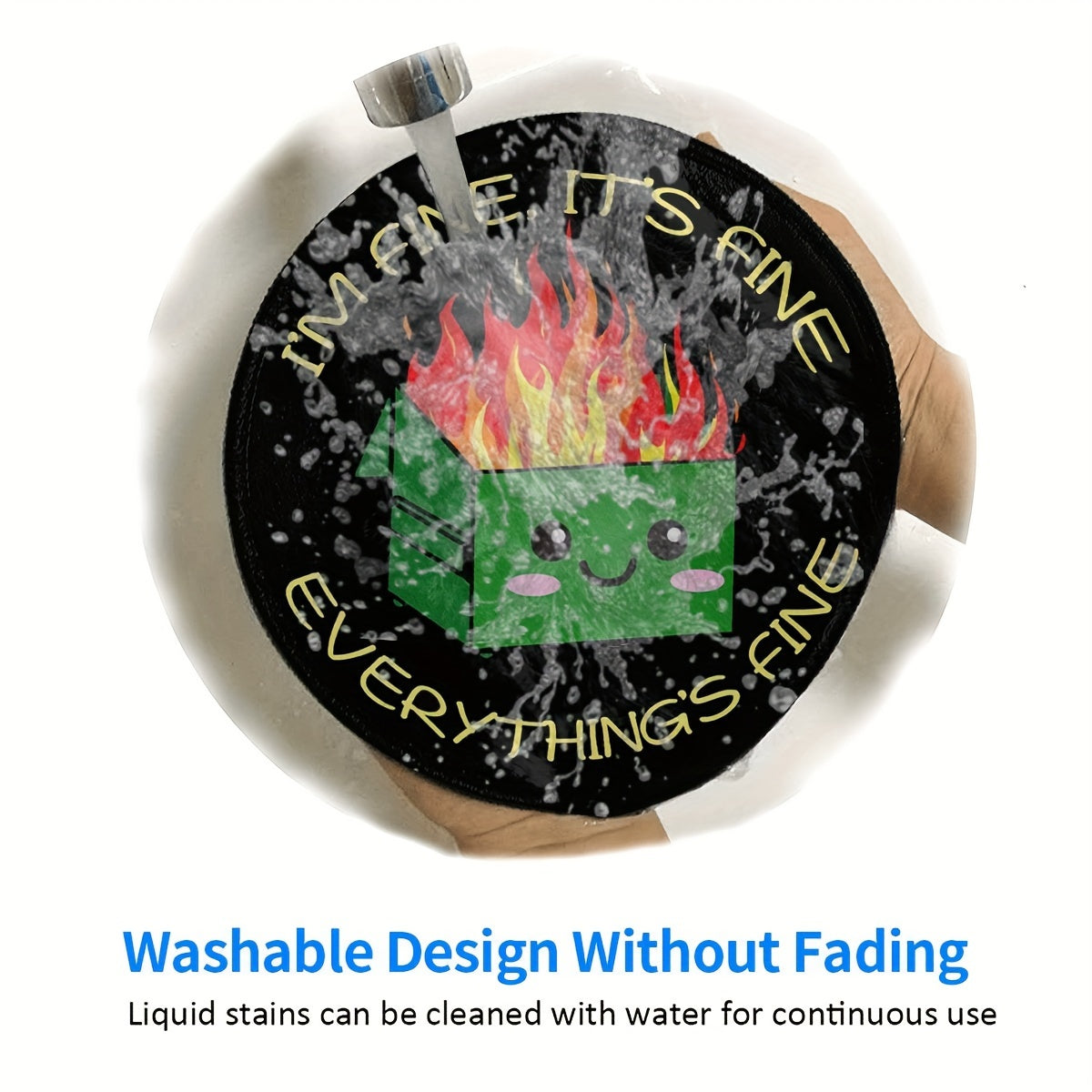 Dumpster on Fire Mouse Pad Round Mouse Mat Non Slip Rubber Base for Gaming Desk