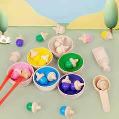 Wooden Colorful Sorting Cup Set Bead Counting Game Toy