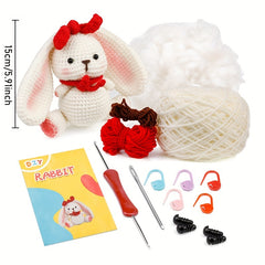 Hand Knitted Rabbit Doll Crochet Set with Instruction Manual