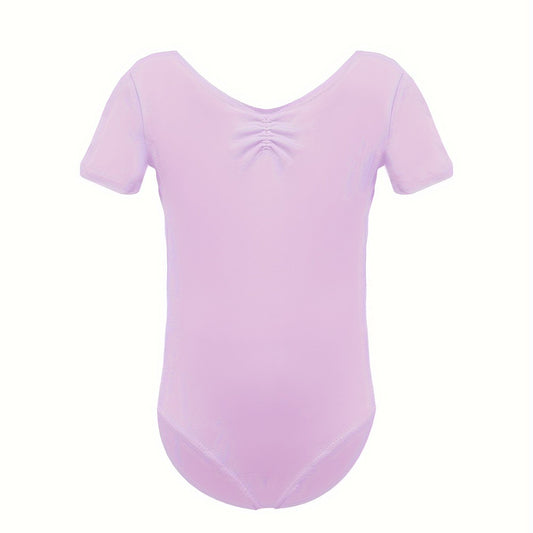 Girls Comfy V Neck Short Sleeve Gymnastics Outfits 95 Cotton Dance Suit