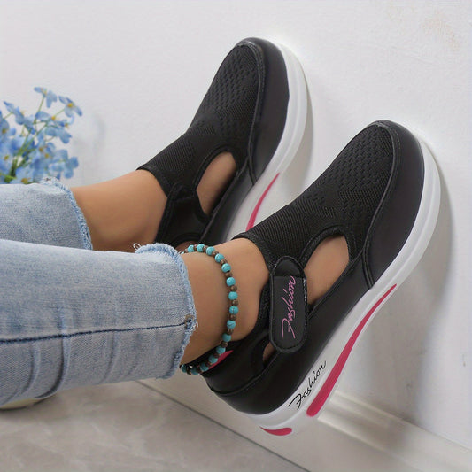Women's Breathable Platform Sneakers Hook & Loop Outdoor Shoes