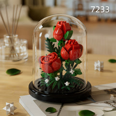 DIY Flower Building Block Set with Dust Cover Romantic Proposal Decor