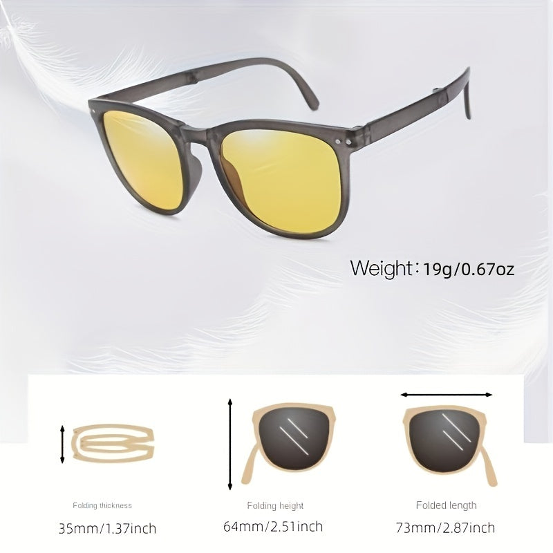 Foldable Polarized Sunglasses with Zipper Case for Travel Driving
