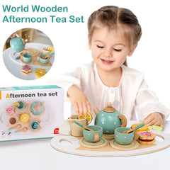 Wooden Tea Set Pretend Play for Toddlers