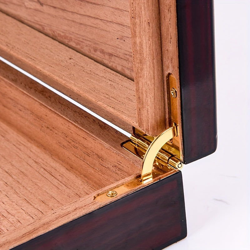 Wooden Storage Box With Hygrometer & Divider For 25pcs Protective Storage