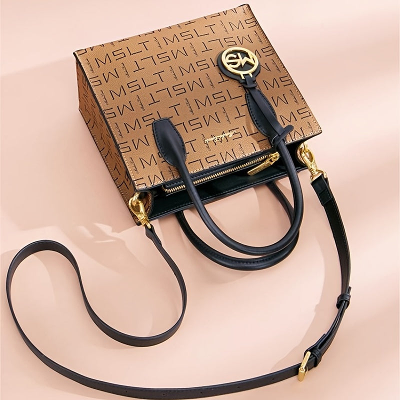 Letter Pattern Double Handle Bag Women's Shoulder Bag