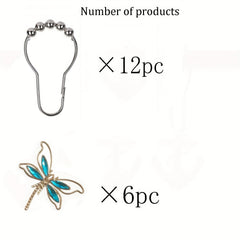 Dragonfly Shower Curtain Hook Rust-proof Rings Bathroom Decor