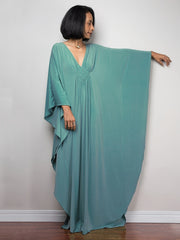 Boho Cover Up Plus Size Solid Batwing Sleeve V Neck Beach Dress