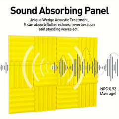 12pcs Yellow High Density Triangular Groove Sound Insulation Cotton