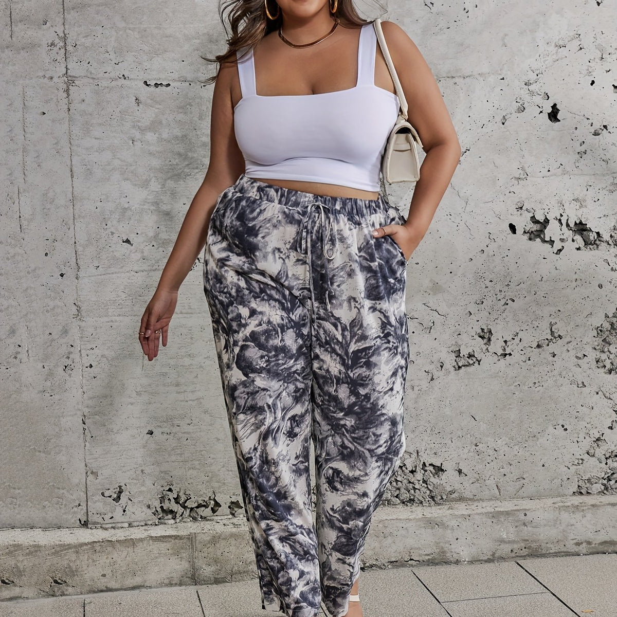  Painting Print Wide Leg Trousers