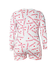  Heart Print Lounge Romper