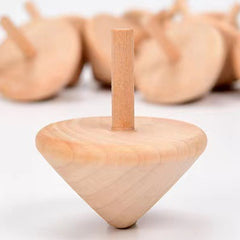 3pcs Handcrafted Wooden Tops with Unique Grain Patterns for Kids Ages 6